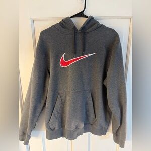 Nike Gray Pullover Hoodie with Red Swoosh